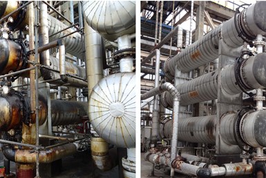 Heat exchangers on oil refinery