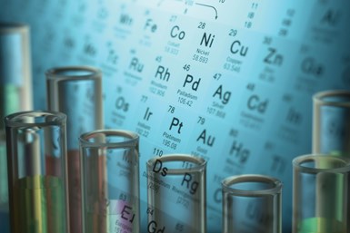 Chemistry board with test tubes in front