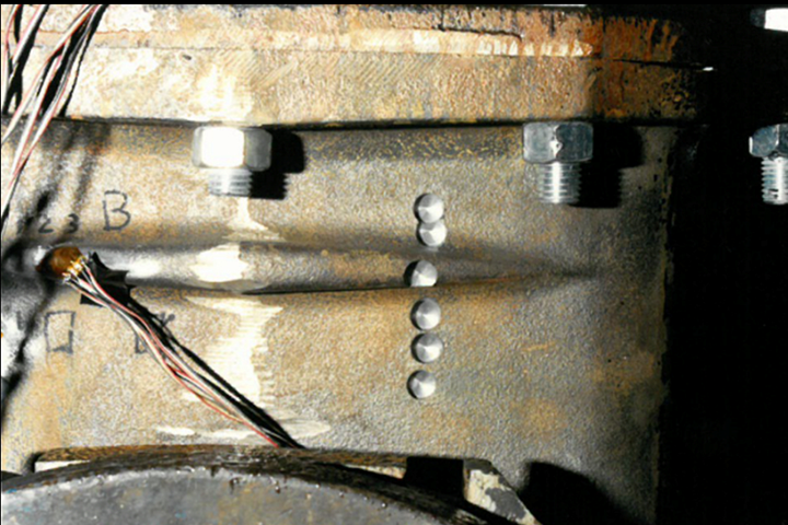 Photos of two gate valves with simulated corrosion on the castings.