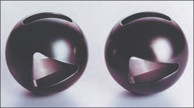 Photo of configured port balls before insertion into valve body.