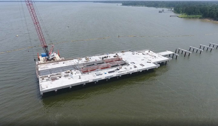 Overview photo of new water intake platform in Lake Houston.